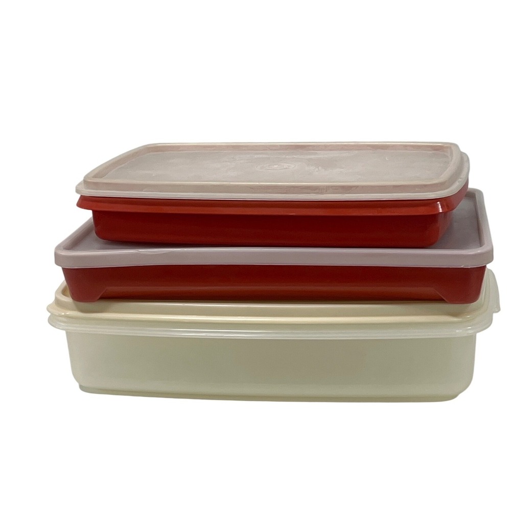 Vintage 80s Tupperware Red Thawing Grease Drip Rubbermaid Food Container Storage